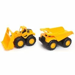 Budget 🔥 Toy Construction Vehicle Set, Dump Truck And Bulldozer, Indoor/Outdoor, 10-Inch, Yellow (Pack Of 2) 🎁