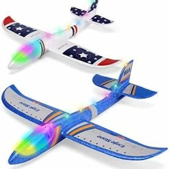 Hot Sale 🔔 Airplane Toy 2 Pack LED Foam Airplane For Kids Large Throwing Foam Plane 2 Flight Mode Glider Plane Flying Toys With 2 Sticker Styrofoam Airplanes For Boys&Girls Age 3 Or Above Best Gif ✔️ -Vehicles Online Shop 41 4PoSCrAL. AC