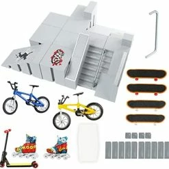 Buy 🤩 Skate Park Kit Ramp Parts For Finger Skateboard Park Kit Part Training Props With Finger Skateboards Finger Bikes Skates And Scooters And More(8 Parts) Blue ✔️ -Vehicles Online Shop 410k4BFgOSL. AC