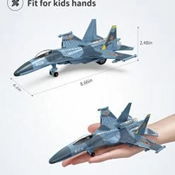 Best Sale 👍 Airplane Toy For Boys, Geyiie Metal Plane Vehicle Playset, Mini Airplanes With Light, Pull Back Fighter Toy For Boys Toddler Kids 3 4 5 6 Years Old Smoky Gra 🌟 -Vehicles Online Shop 410u3cochEL