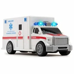 Flash Sale 🧨 Rescue Ambulance Friction Powered 1:20 Scale Toy Car With Lights And Sounds Durable Kids Medical Transport Emergency Vehicle Push And Go Pretend Play Van Great Gift For Children Boys 👧 Girls 🤩