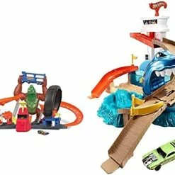 Best Sale 🤩 Toxic Gorilla Slam Gas Station & Tire Repair Shop Playset With Adjustable Launcher For Kids 5 Years Old & Up & Set Of 10 1:64 Scale Toy Trucks And Cars For Kids And Collector 🔔 -Vehicles Online Shop 4193JNro8xL. AC