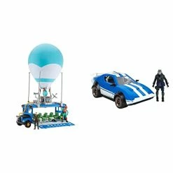 Best deal ⌛ Fortnite Battle Bus Deluxe - Features Inflatable Balloon With Lights & Sounds, Free-Rolling Wheels On Bus - Includes 4 Inch Recruit (Jonesy) & Joy Ride Whiplash Vehicle (Blue & White) ⌛