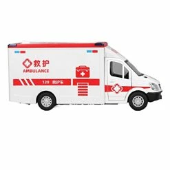 Discount 🌟 Ambulance Car Toy, Ambulance Toy Car Alloy High Simulation Friction Powered Wheels Emergency Vehicle Toy With Light And Sound For Kid 🌟