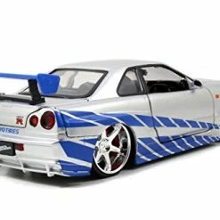 Promo 😉 Fast & Furious Brian’s 2002 Nissan Skyline R34 Die-cast Car, 1:24 Scale, Silver & Blue 🔔 -Vehicles Online Shop 41EkiAJ5fzL