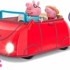New ⌛ Lights & Sounds Family Fun Car Vehicle Playset, 3 Pieces - Includes Interactive Red Car With Peppa And Daddy Pig Figures - Toy Gift For Kids - Ages 2+ 🛒