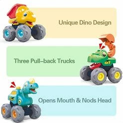 Cheap 😍 Dinosaur Truck Toys Toddler 1-3, Baby Pull Back Dino Cars, Big Dinosaur Construction Vehicle, Excavator Dump Truck, 🎄 Christmas 🥳 Birthday Gift For 12 18 Month 1 2 3 Year Old Kids Boys 👧 Girls 💯