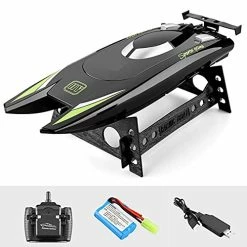 Budget 🎉 RC Speedboat 2.4GHz Remote Control Boat Ship With High Speed RC Yacht For Kids Adults Boys 👧 Girls Racing Boats With 3 Rechargeable Batteries Children's Pool Toy Black 👍