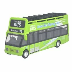 Coupon 😉 City Sightseeing Double Decker Bus Toy Diecast New York City Tourist Open Top Bus Pull Back Vehicles Mini Model Car Lights And Music (Green) 😉