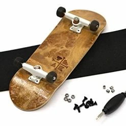 Deals ⌛ Prolific Complete Fingerboard With Upgraded Components, Toasted S'Mores Edition - Pro Board Shape And Size, Bearing Wheels, Trucks, And Locknuts - 32mm X 97mm Handmade Wooden Board 👍