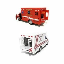 New ✔️ ? KiNSMART SetOf2 Rescue Team Ambulance 5" Die Cast Metal Cabin W/ Pullback Action ⚕️ 🥰 -Vehicles Online Shop 41MyEb7qsRL