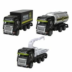 Best Pirce ⌛ 1:64 Die Cast Pull-Back Toy Car Military Vehicle Ambulance Fire Truck Transporter Engineering Vehicle Set Of 3 WJC-04 (Ambulance) 2215-19 🔔
