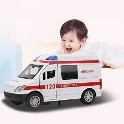 Budget ⌛ Mini Ambulance Toy Hospital Ambulance Toy 1:32 Stimulation Alloy Ambulance Car Sound And Light Model Toy Vehicle(Red) 🔔 -Vehicles Online Shop 41Rutw0rKYL
