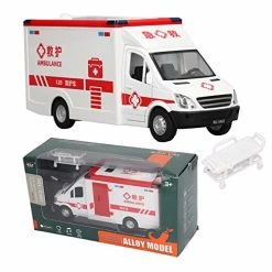 Best Pirce 😍 Ambulance Toy Car, 7.9x3.5x2.8in High Simulation Heavy Duty Alloy Emergency Vehicle Toy With Light & Siren Sound Effects, Diecast Ambulance Model Fun Gift For Ages 2 To 8 Kids Boys Girl 🥰 -Vehicles Online Shop 41SQ2GW6weL