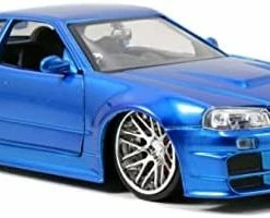 Promo 😉 Fast & Furious Brian’s 2002 Nissan Skyline R34 Die-cast Car, 1:24 Scale, Silver & Blue 🔔 -Vehicles Online Shop 41TERLryYHL. AC