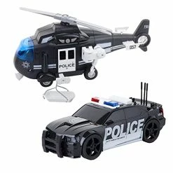 Wholesale 🧨 Friction Powered Car Emergency Vehicle Toys Set, Includes Police Car And Helicopter- Lights And Sounds, For Toddlers And Boys. Police Car Toy Lights And Sound. Emergency Vehicle Toy Set 👏