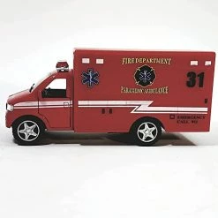 Deals 🔔 Kinsmart Red Fire Dept Paramedic Ambulance 1/36 Scale 911 Emergency Diecast Truck 🥰