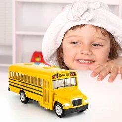 Outlet 🎉 Diecast Yellow School Bus Toy Cars For Kids - 5 Inch Pull Back Car With Opening Doors And Rubber Tires 🔔 -Vehicles Online Shop 41almc3inFL