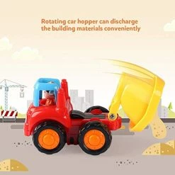 Discount 🌟 4 Pack Friction Powered Cars Construction Vehicles Toy Set Cartoon Push And Go Car Tractor, Bulldozer, Cement Mixer Truck, Dumper For Year Old Boy Girl Kid Gift ✔️ -Vehicles Online Shop 41dekJFdXEL