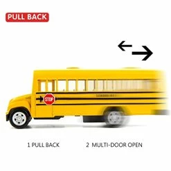 Outlet 🎉 Diecast Yellow School Bus Toy Cars For Kids - 5 Inch Pull Back Car With Opening Doors And Rubber Tires 🔔 -Vehicles Online Shop 41ewiswJnUL