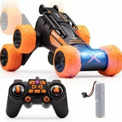 Deals ❤️ Crawler 6 Remote Control Car For Kids - 6 Wheeled RC Car Double Sided Driving With LEDs, 360 Flips, All Terrain RC Crawler Wheels, And 2.4 GHZ Remote Control, Red/Blu 😍 -Vehicles Online Shop 41jYGbmaxZL. AC