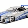 Promo 😉 Fast & Furious Brian’s 2002 Nissan Skyline R34 Die-cast Car, 1:24 Scale, Silver & Blue 🔔 -Vehicles Online Shop 41mL3qP6yGL