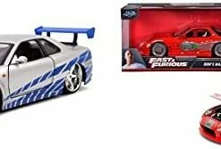 Promo 😉 Fast & Furious Brian’s 2002 Nissan Skyline R34 Die-cast Car, 1:24 Scale, Silver & Blue 🔔 -Vehicles Online Shop 41pxmJ6fTaL. AC