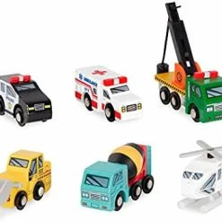 Flash Sale 🧨 Wooden Vehicles – Miniature Wooden Toys, Including Toy Cars, Toy Trucks, Toy Helicopter & Ambulance, For Kids Age 3-Year-Old & Up (6-Pcs) 🎉 -Vehicles Online Shop 41sE2tAs3FL. AC