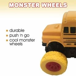 Best Pirce 🔥 Yellow School Bus Toy With Yellow Monster Truck Tires, Push N Go Toy Car For Kids, Durable Plastic Material, Best 🥳 Birthday Gift For Boys, 👧 Girls, Toddlers 😀 -Vehicles Online Shop 41suZ85gceL