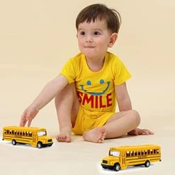 Outlet ⌛ 2 Pack 5.5'' Pull Back School Bus, Die-cast Metal Toy Vehicles With Bright Yellow For Kids Boys 👧 Girls 🧨 -Vehicles Online Shop 41tBOyxZLJL
