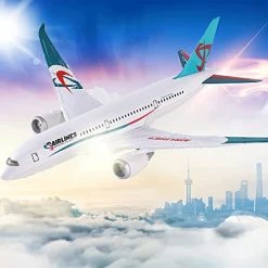 Deals ❤️ Airplane Toys Bump And Go Airlines Die Cast Metal Model Plane Toy With Lights And Sounds For Kids LightBlue 😉