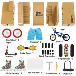 Hot Sale 🎉 Fingerboard Skatepark Set 5Pcs, HOMETALL Fingerboard Skatepark With 13Pcs Mini Finger Toy Set Including Finger Skateboards, Finger Bike, Fingerboard Skate Park Skateboard Ramps Rail Pack For Kids Gift 🌟 -Vehicles Online Shop 510Q9y4aFUL