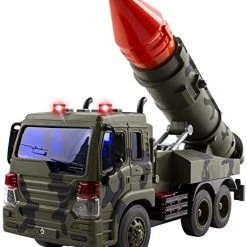 Best Sale 🎁 K Friction Powered Launcher Fighter Military Truck - Pull Back Missile Carrier Army Vehicle W/ Lights & Sounds - Pretend War & Action Toy For Kids ⌛