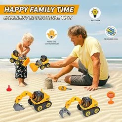 Hot Sale 🔔 Construction Vehicle Toys, Take Apart Toys For 3 Year Old Boys, Excavator, Bulldozer, Roller, Loader Toy For Kids, Educational Toys Gifts For Children 3 4 5 6 Years Old 😍