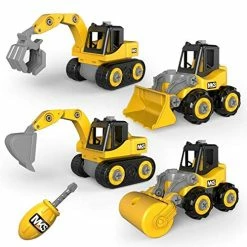 Flash Sale ✔️ Construction Toys, Take Apart Truck Toys Play Set Bulldozer, Grab Loader, Road Roller, Excavator, Kid STEM Construction Vehicles Gift For 3 4 5 6 Years Old Boy & Girl 👏 -Vehicles Online Shop 512wVsDe5kL