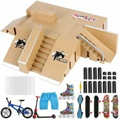 Discount ⌛ Fingerboard Skate Park Ramp Decks And Finger Toys 19 PCS, Finger Skateboards Swing Board Mini Finger Bike Skates Scooter Skate Park Model Ramp Parts For Skateboard Training Educational Fun 😉