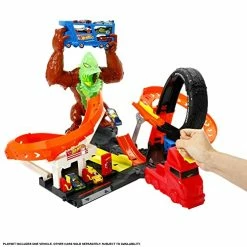 Best Sale 🤩 Toxic Gorilla Slam Gas Station & Tire Repair Shop Playset With Adjustable Launcher For Kids 5 Years Old & Up & Set Of 10 1:64 Scale Toy Trucks And Cars For Kids And Collector 🔔 -Vehicles Online Shop 513WWl3PuxL