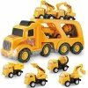 Wholesale 🛒 Construction Truck Toys For 3 4 5 6 Years Old Toddlers Kids Boys And 👧 Girls, Car Toy Set With Sound And Light, Play Vehicles In Friction Powered Carrier Truck, Small Crane Mixer Dump Excavator T 👍 -Vehicles Online Shop 513hXTUFa9L