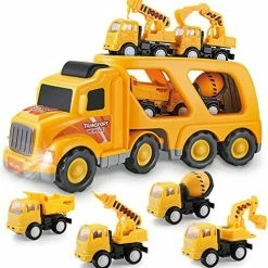 Wholesale 🛒 Construction Truck Toys For 3 4 5 6 Years Old Toddlers Kids Boys And 👧 Girls, Car Toy Set With Sound And Light, Play Vehicles In Friction Powered Carrier Truck, Small Crane Mixer Dump Excavator T 👍 -Vehicles Online Shop 513hXTUFa9L. AC