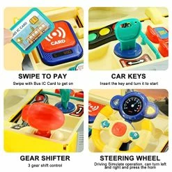 Budget 🔥 I-Tech School Bus Toy With Sound Light For Kids, Simulation Steering Wheel Gear Driving Yellow School Bus Education Knowledge Gift For Preschool Toddler Boys 👧 Girls Age 3-8 ✨ -Vehicles Online Shop 513ieXtaNNL