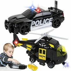 Best deal ✔️ Police Car Toy With Rescue Helicopter Toys For Boys | Emergency Vehicles Toy Set Friction Powered With Realistic Lights And Sounds 🥰