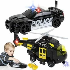 Best deal ✔️ Police Car Toy With Rescue Helicopter Toys For Boys | Emergency Vehicles Toy Set Friction Powered With Realistic Lights And Sounds 🥰 -Vehicles Online Shop 514pTeeGgtL. AC