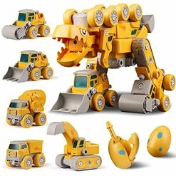 Top 10 ๐งจ 5 In 1 Take Apart Dinosaur Toys For Kids 3-5 ,5 Construction Trucks Transform Into A Big Dinosaur Robot Toys ,STEM Building Toys Gifts For 4 5 6 7 8 Years Old Boys & ๐ง Girls Yellow ๐ฅ