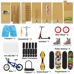 Best Pirce 😀 Fingerboard Skatepark 8Pcs, HOMETALL Fingerboard Ramps With 9Pcs Mini Finger Toys Set Including Fingerboards, Finger Bike, Scooters, Mini Finger Skateboard Ramp Set Finger Skate Park For Kids Gift 🧨 -Vehicles Online Shop 515nAFgCEAL