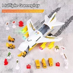 Flash Sale 👏 Airplane Toy With Construction Toy Cars Set, Transport Cargo Airplane With Lights And Sounds, 6 Mini Car Toys & 11 Road Signs, Toy Airplane Gifts For 3 4 5 6+ Years Old Kids Boys And 👧 Girls 🥰 -Vehicles Online Shop 517VA6i1GxL