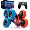 Deals ❤️ Crawler 6 Remote Control Car For Kids - 6 Wheeled RC Car Double Sided Driving With LEDs, 360 Flips, All Terrain RC Crawler Wheels, And 2.4 GHZ Remote Control, Red/Blu 😍 -Vehicles Online Shop 5189gMLleHL