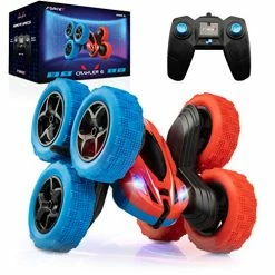 Deals ❤️ Crawler 6 Remote Control Car For Kids - 6 Wheeled RC Car Double Sided Driving With LEDs, 360 Flips, All Terrain RC Crawler Wheels, And 2.4 GHZ Remote Control, Red/Blu 😍