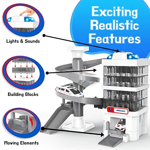 Cheapest βοΈ Car Garage Toy, Car Tracks For Boys With 2 Ambulances And Lights & Sounds, 21 Pcs Kids Toy Car Ramp Rescue Station With Building Instructions, For Toddlers Boys π§ Girls 3+ β 4 Cheapest βοΈ Car Garage Toy, Car Tracks For Boys With 2 Ambulances And Lights & Sounds, 21 Pcs Kids Toy Car Ramp Rescue Station With Building Instructions, For Toddlers Boys π§ Girls 3+ β - Image 2