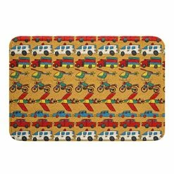 Discount ⭐ Cartoon Cars Bathroom Mats For Boys 👧 Girls Kids,Truck Ambulance Bath Carpets Aircraft Helicopter Floor Mats 20x32 Boys 👧 Girls Toy Car Shaggy Plush Microfiber Fluffy Bathroom Rugs,Yellow 😀