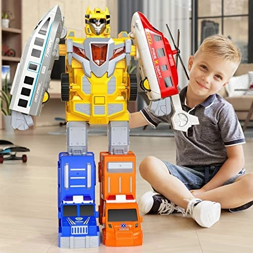 Wholesale 😉 Kids Transform Robots Truck For Toddler, 5 In 1 City Rescue Cars Vehicles Toys For 3 4 5 6 7 Year Old Boys, STEM Bssemble Cars Action Figures Toys For Kids Ages 3-8, Gift For 🎂 Birthday 🎁 Christmas Yellow 👍 10 Wholesale 😉 Kids Transform Robots Truck For Toddler, 5 In 1 City Rescue Cars Vehicles Toys For 3 4 5 6 7 Year Old Boys, STEM Bssemble Cars Action Figures Toys For Kids Ages 3-8, Gift For 🎂 Birthday 🎁 Christmas Yellow 👍 - Image 8